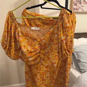 Mango Floral Orange Dress